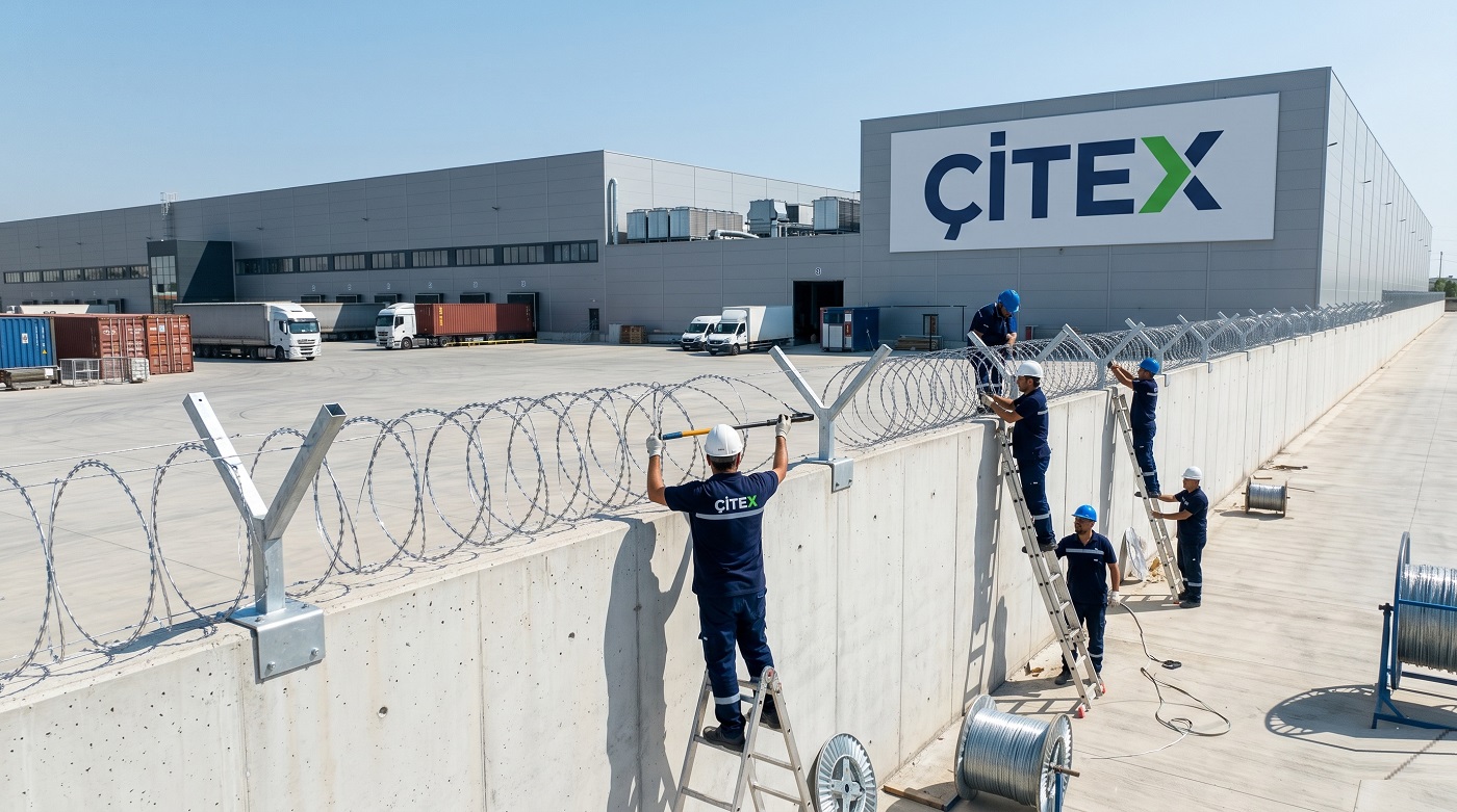Yüksek güvenlik için duvar üzerine jiletli tel montajı